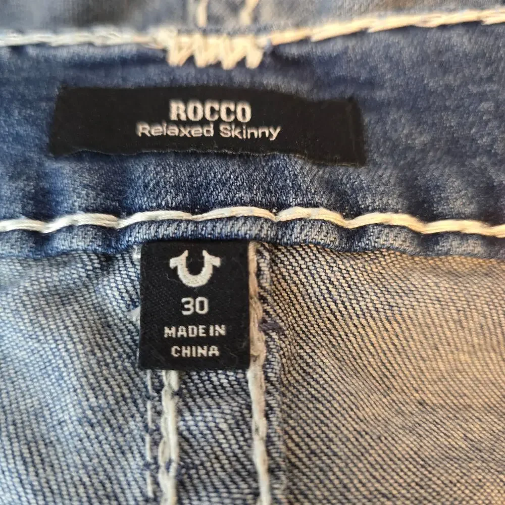 Men's True Religion Blue Rocco Relaxed Skinny Denim Jeans Size 30